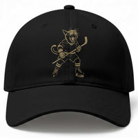 Vintage Cat Playing Hockey Baseball Cap Kitten Lover Player Gift