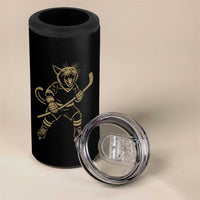 Vintage Cat Playing Hockey 4 in 1 Can Cooler Tumbler Kitten Lover Player Gift - Wonder Print Shop
