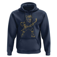 Vintage Cat Playing Hockey Hoodie Kitten Lover Player Gift - Wonder Print Shop
