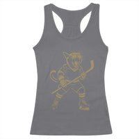 Vintage Cat Playing Hockey Racerback Tank Top Kitten Lover Player Gift - Wonder Print Shop