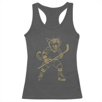 Vintage Cat Playing Hockey Racerback Tank Top Kitten Lover Player Gift - Wonder Print Shop