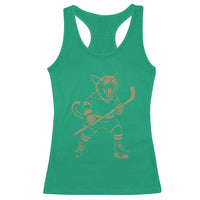 Vintage Cat Playing Hockey Racerback Tank Top Kitten Lover Player Gift - Wonder Print Shop