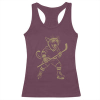 Vintage Cat Playing Hockey Racerback Tank Top Kitten Lover Player Gift - Wonder Print Shop