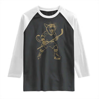 Vintage Cat Playing Hockey Raglan Shirt Kitten Lover Player Gift - Wonder Print Shop