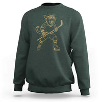 Vintage Cat Playing Hockey Sweatshirt Kitten Lover Player Gift - Wonder Print Shop