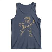 Vintage Cat Playing Hockey Tank Top Kitten Lover Player Gift - Wonder Print Shop