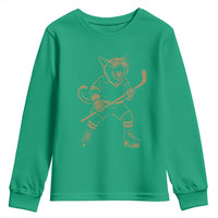 Vintage Cat Playing Hockey Youth Sweatshirt Kitten Lover Player Gift - Wonder Print Shop