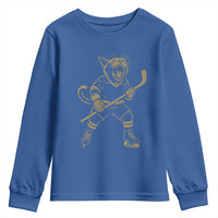 Vintage Cat Playing Hockey Youth Sweatshirt Kitten Lover Player Gift - Wonder Print Shop