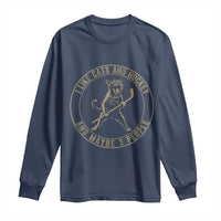 Vintage I Like Cats And Hockey And Maybe Three People Funny Gift Long Sleeve Shirt - Wonder Print Shop