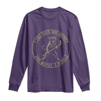 Vintage I Like Cats And Hockey And Maybe Three People Funny Gift Long Sleeve Shirt - Wonder Print Shop