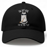 Im Just Here For The Purr Play Baseball Cap Funny Cat Hockey Gift