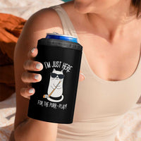 Im Just Here For The Purr Play 4 in 1 Can Cooler Tumbler Funny Cat Hockey Gift - Wonder Print Shop