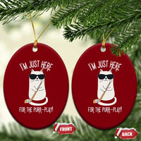 Im Just Here For The Purr Play Ceramic Ornament Funny Cat Hockey Gift - Wonder Print Shop