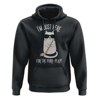 Im Just Here For The Purr Play Hoodie Funny Cat Hockey Gift - Wonder Print Shop