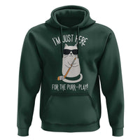 Im Just Here For The Purr Play Hoodie Funny Cat Hockey Gift - Wonder Print Shop