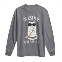 Im Just Here For The Purr Play Long Sleeve Shirt Funny Cat Hockey Gift - Wonder Print Shop
