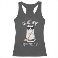 Im Just Here For The Purr Play Racerback Tank Top Funny Cat Hockey Gift - Wonder Print Shop