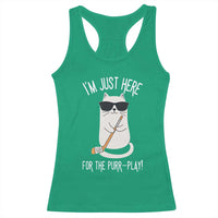 Im Just Here For The Purr Play Racerback Tank Top Funny Cat Hockey Gift - Wonder Print Shop