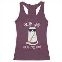Im Just Here For The Purr Play Racerback Tank Top Funny Cat Hockey Gift - Wonder Print Shop