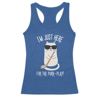 Im Just Here For The Purr Play Racerback Tank Top Funny Cat Hockey Gift - Wonder Print Shop
