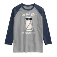 Im Just Here For The Purr Play Raglan Shirt Funny Cat Hockey Gift - Wonder Print Shop
