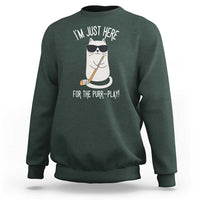 Im Just Here For The Purr Play Sweatshirt Funny Cat Hockey Gift - Wonder Print Shop