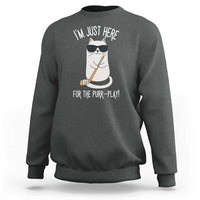 Im Just Here For The Purr Play Sweatshirt Funny Cat Hockey Gift - Wonder Print Shop