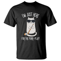 Im Just Here For The Purr Play T Shirt Funny Cat Hockey Gift - Wonder Print Shop