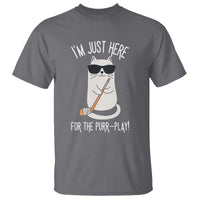 Im Just Here For The Purr Play T Shirt Funny Cat Hockey Gift - Wonder Print Shop