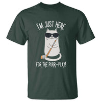 Im Just Here For The Purr Play T Shirt Funny Cat Hockey Gift - Wonder Print Shop