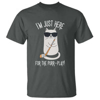 Im Just Here For The Purr Play T Shirt Funny Cat Hockey Gift - Wonder Print Shop