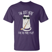 Im Just Here For The Purr Play T Shirt Funny Cat Hockey Gift - Wonder Print Shop