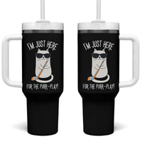 Im Just Here For The Purr Play Tumbler With Handle Funny Cat Hockey Gift - Wonder Print Shop