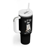 Im Just Here For The Purr Play Tumbler With Handle Funny Cat Hockey Gift - Wonder Print Shop