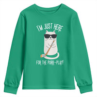 Im Just Here For The Purr Play Youth Sweatshirt Funny Cat Hockey Gift - Wonder Print Shop