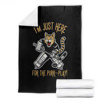 Vintage Cat Hockey Goalie Throw Blanket Funny Im Just Here For The Purr Play Gift - Wonder Print Shop