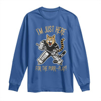 Vintage Cat Hockey Goalie Long Sleeve Shirt Funny Im Just Here For The Purr Play Gift - Wonder Print Shop
