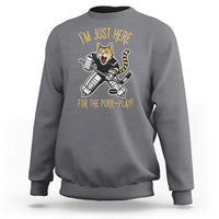 Vintage Cat Hockey Goalie Sweatshirt Funny Im Just Here For The Purr Play Gift - Wonder Print Shop