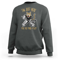 Vintage Cat Hockey Goalie Sweatshirt Funny Im Just Here For The Purr Play Gift - Wonder Print Shop