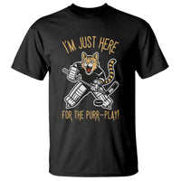 Vintage Cat Hockey Goalie T Shirt Funny Im Just Here For The Purr Play Gift - Wonder Print Shop