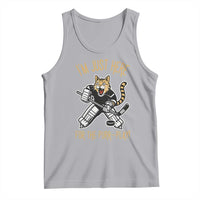 Vintage Cat Hockey Goalie Tank Top Funny Im Just Here For The Purr Play Gift - Wonder Print Shop