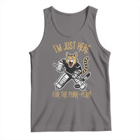 Vintage Cat Hockey Goalie Tank Top Funny Im Just Here For The Purr Play Gift - Wonder Print Shop