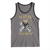 Vintage Cat Hockey Goalie Tank Top Funny Im Just Here For The Purr Play Gift - Wonder Print Shop