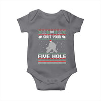 Funny Hockey Goalie Ugly Christmas Gift Baby Onesie Shut Your Five Hole - Wonder Print Shop