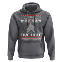 Funny Hockey Goalie Ugly Christmas Gift Hoodie Shut Your Five Hole - Wonder Print Shop
