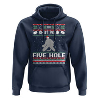 Funny Hockey Goalie Ugly Christmas Gift Hoodie Shut Your Five Hole - Wonder Print Shop