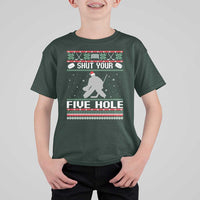 Funny Hockey Goalie Ugly Christmas Gift T Shirt For Kid Shut Your Five Hole - Wonder Print Shop