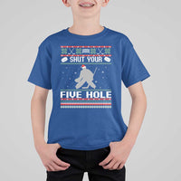 Funny Hockey Goalie Ugly Christmas Gift T Shirt For Kid Shut Your Five Hole - Wonder Print Shop