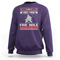 Funny Hockey Goalie Ugly Christmas Gift Sweatshirt Shut Your Five Hole - Wonder Print Shop
