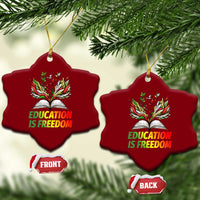 Education Is Freedom Ceramic Ornament Inspirational Black Teacher Gift - Wonder Print Shop